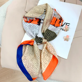 Квадратный шарф с шелковым принтом, женский декоративный шарф на ключицах, Модный Маленький шелковый шарф, женская сумка для вязания шарфов