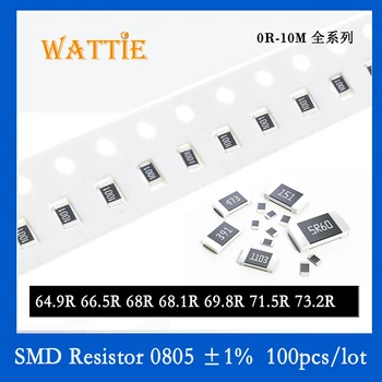 SMD резистор 0805 1% 64.9R 66.5R 68R 68.1R 69.8R 71.5R 73.2R 100 шт./лот микросхемные резисторы 1/8 Вт 2.0 мм * 1.2 мм